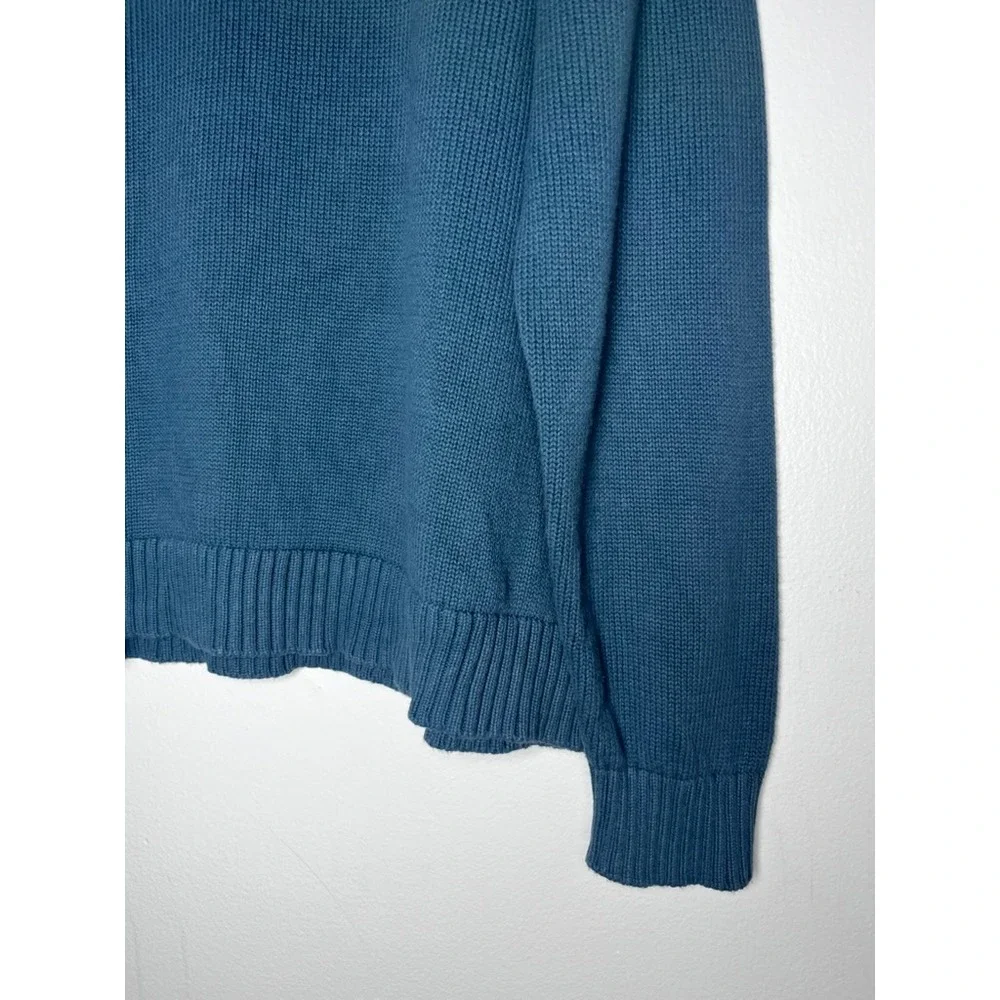 LL Bean 100% Cotton 1/4 Zip Pullover Sweater Blue size large